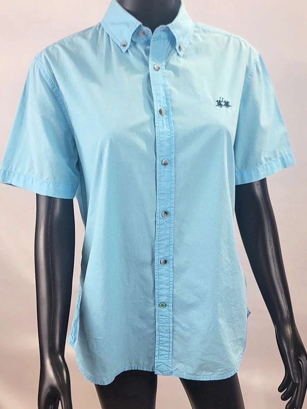 La Martina Men'Small Short Sleeve Button Down in Blue Size Small Like New